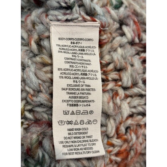 FREE PEOPLE Mystical Neon Orange Cuff Chunky Hooded Sweater L $228 Retail - Picture 9 of 10